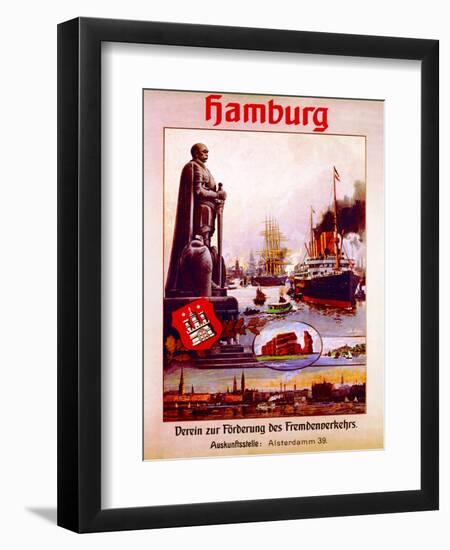 Hamburg: United for the Advancement of Tourism', Poster Advertising the Hamburg America Line, 1906-null-Framed Giclee Print