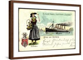 Hamburg, Vierländerin, Dampfschiff Deutschland-null-Framed Giclee Print