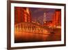 Hamburg Warehouse District, Illuminated, Red, Evening-Thomas Ebelt-Framed Photographic Print