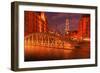 Hamburg Warehouse District, Illuminated, Red, Evening-Thomas Ebelt-Framed Photographic Print