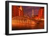 Hamburg Warehouse District, Illuminated, Red, Evening-Thomas Ebelt-Framed Photographic Print