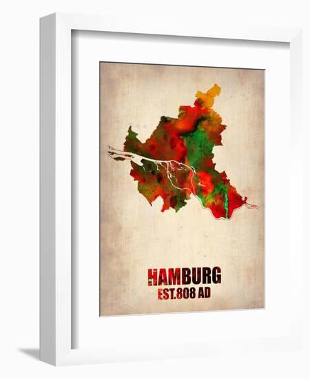 Hamburg Watercolor Map-NaxArt-Framed Art Print