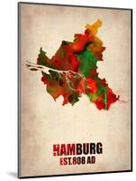 Hamburg Watercolor Map-NaxArt-Mounted Art Print