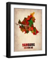 Hamburg Watercolor Map-NaxArt-Framed Art Print