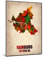 Hamburg Watercolor Map-NaxArt-Mounted Art Print