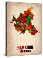 Hamburg Watercolor Map-NaxArt-Stretched Canvas