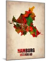 Hamburg Watercolor Map-NaxArt-Mounted Art Print