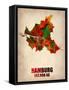 Hamburg Watercolor Map-NaxArt-Framed Stretched Canvas