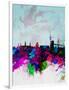 Hamburg Watercolor Skyline-NaxArt-Framed Art Print