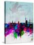 Hamburg Watercolor Skyline-NaxArt-Stretched Canvas