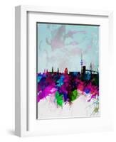 Hamburg Watercolor Skyline-NaxArt-Framed Art Print