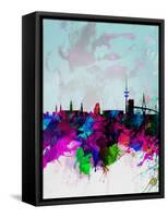 Hamburg Watercolor Skyline-NaxArt-Framed Stretched Canvas