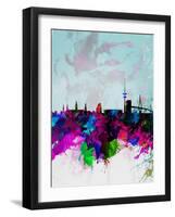 Hamburg Watercolor Skyline-NaxArt-Framed Art Print