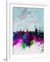 Hamburg Watercolor Skyline-NaxArt-Framed Art Print