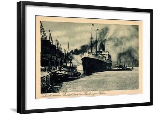 Hamburger Hafen, Hapag, Schnelldampfer Deutschland--Framed Giclee Print