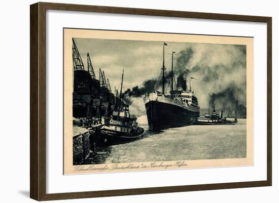 Hamburger Hafen, Hapag, Schnelldampfer Deutschland-null-Framed Giclee Print