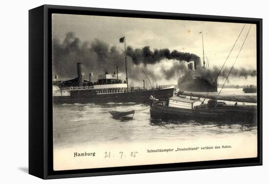 Hamburger Hafen, Schnelldampfer Deutschland, Hapag-null-Framed Stretched Canvas