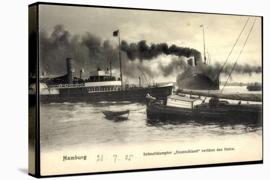 Hamburger Hafen, Schnelldampfer Deutschland, Hapag-null-Stretched Canvas