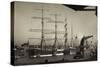 Hamburger Hafen, Viermast Bark Padua, Segelschiff-null-Stretched Canvas