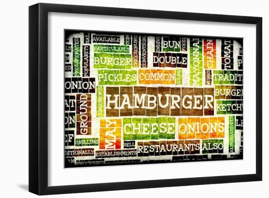 Hamburger Menu in a American Fast Food Restaurant-kentoh-Framed Art Print