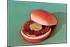 Hamburger with One Pickle Slice-null-Mounted Art Print