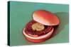 Hamburger with One Pickle Slice-null-Stretched Canvas