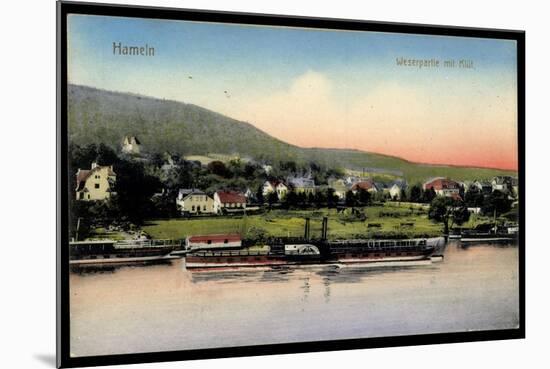 Hameln A.D. Weser, Dampfer Kronprinz Wilhelm, Ort-null-Mounted Giclee Print