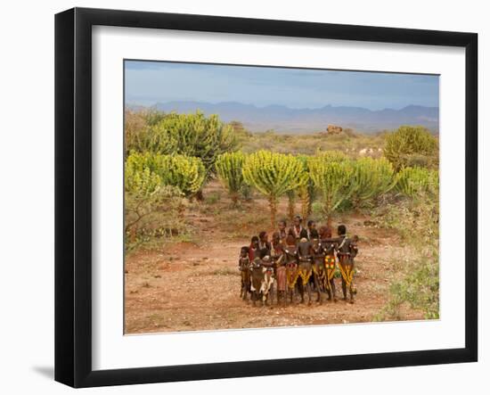Hamer Dancers, Omo Valley, Ethiopia-Peter Adams-Framed Photographic Print
