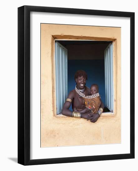 Hamer Woman with Baby-Peter Adams-Framed Photographic Print