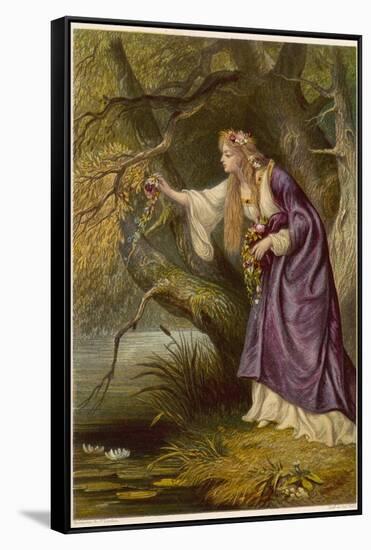 Hamlet, Act IV Scene I: Ophelia Gathers Flowers by the Stream-Joseph Kronheim-Framed Stretched Canvas