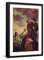 Hamlet and Horatio in a Graveyard-Eugene Delacroix-Framed Art Print