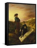 Hamlet and Horatio in the Cemetery, 1835-Eugene Delacroix-Framed Stretched Canvas