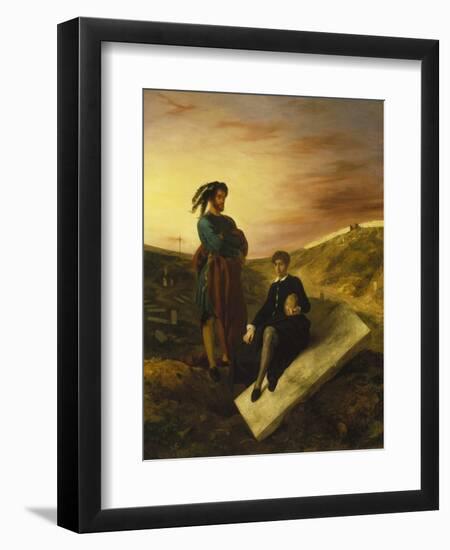 Hamlet and Horatio in the Cemetery, 1835-Eugene Delacroix-Framed Premium Giclee Print