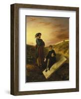 Hamlet and Horatio in the Cemetery, 1835-Eugene Delacroix-Framed Giclee Print