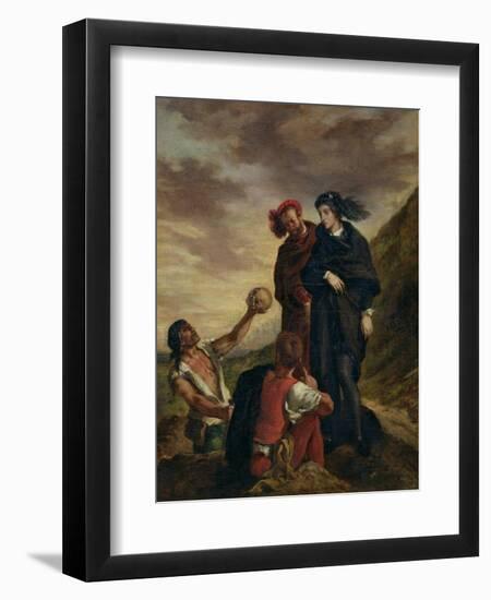 Hamlet and Horatio in the Cemetery, from Scene 1, Act V of "Hamlet" by William Shakespeare 1839-Eugene Delacroix-Framed Premium Giclee Print