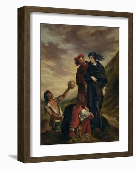 Hamlet and Horatio in the Cemetery, from Scene 1, Act V of "Hamlet" by William Shakespeare 1839-Eugene Delacroix-Framed Giclee Print