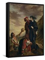 Hamlet and Horatio in the Cemetery, from Scene 1, Act V of "Hamlet" by William Shakespeare 1839-Eugene Delacroix-Framed Stretched Canvas