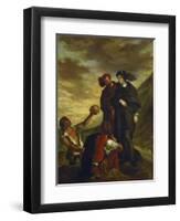 Hamlet and Horatio in the Churchyard-Eugene Delacroix-Framed Giclee Print