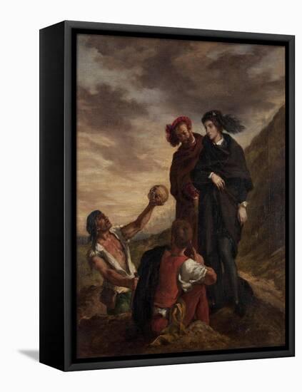 Hamlet and Horatio in the Graveyard-Eugene Delacroix-Framed Stretched Canvas