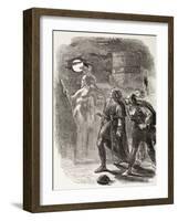 Hamlet, Horatio and Marcellus See the Ghost, from 'The Illustrated Library Shakespeare',…-null-Framed Giclee Print