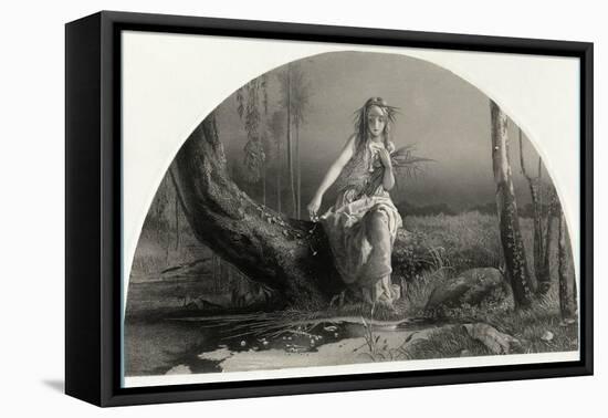 Hamlet, Portrait of Ophelia Gathering Flowers by the Stream-Arthur Hughes-Framed Stretched Canvas