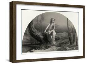 Hamlet, Portrait of Ophelia Gathering Flowers by the Stream-Arthur Hughes-Framed Art Print