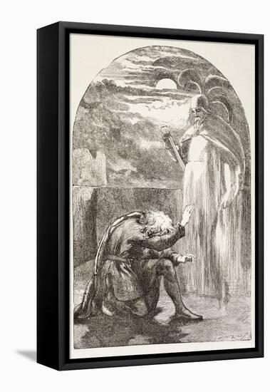 Hamlet Sees the Ghost, the Spirit of His Father, from 'The Illustrated Library Shakespeare',…-null-Framed Stretched Canvas