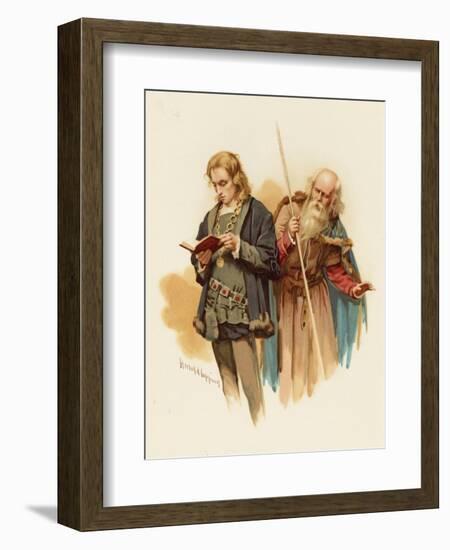 Hamlet with Polonius-Harold Copping-Framed Art Print