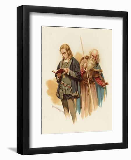 Hamlet with Polonius-Harold Copping-Framed Art Print