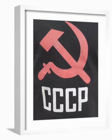 Hammer and Sickle as Sign of Communism on a T-Shirt, Bishkek, Kyrgyzstan, Central Asia-Michael Runkel-Framed Photographic Print