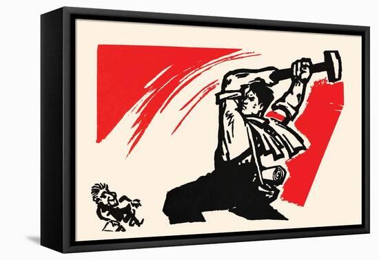 Hammer the West-Chinese Government-Framed Stretched Canvas