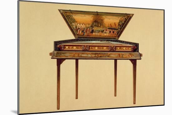 Hammered Dulcimer in a Painted Soundbox, 18th Century, from 'Musical Instruments' (Coloured Litho)-Alfred James Hipkins-Mounted Giclee Print