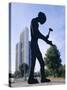 Hammering Man Sculpture, Frankfurt, Germany, Europe-Hans Peter Merten-Stretched Canvas