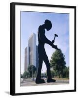 Hammering Man Sculpture, Frankfurt, Germany, Europe-Hans Peter Merten-Framed Photographic Print